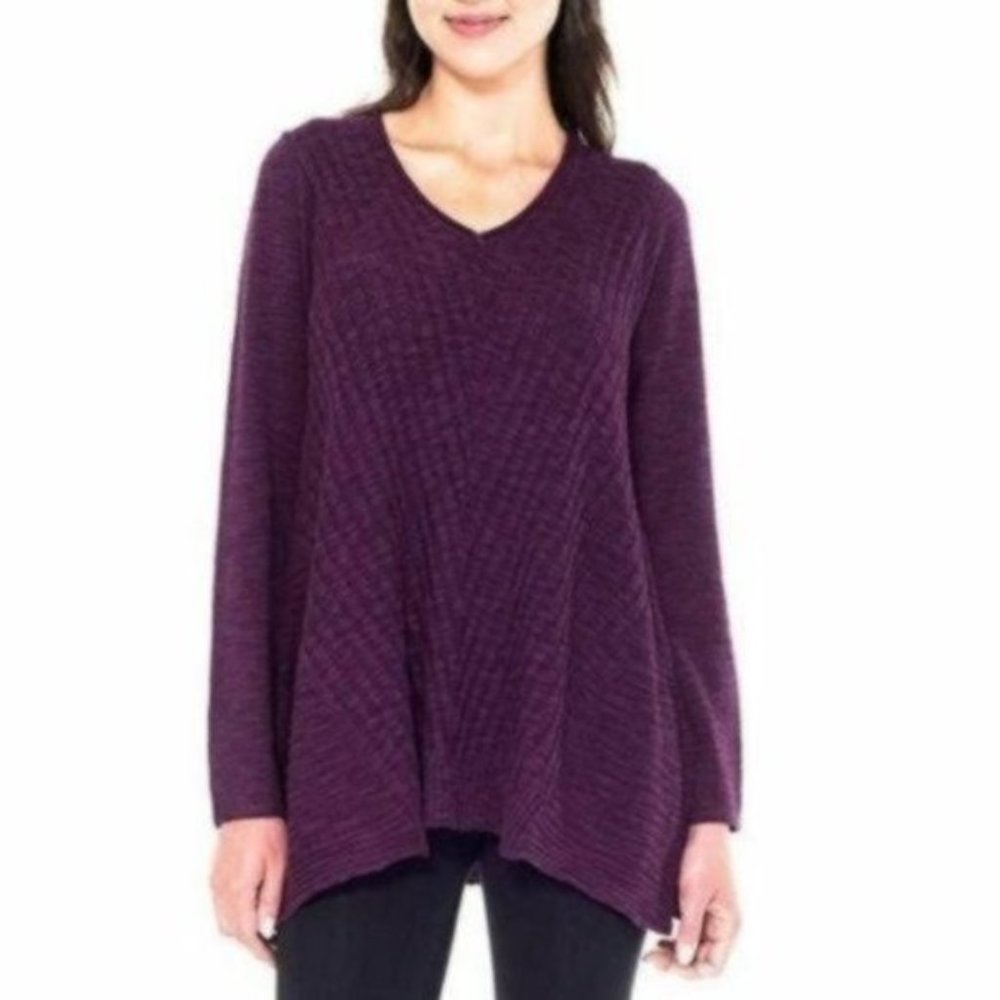 Beatrix Ost V-neck Tunic Sweater L‎ Ribbed